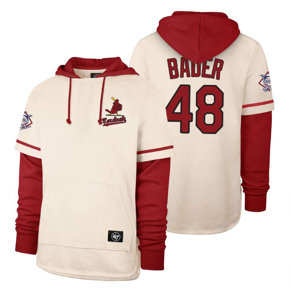 Men St.Louis Cardinals #48 Bader Cream 2021 Pullover Hoodie MLB Jersey